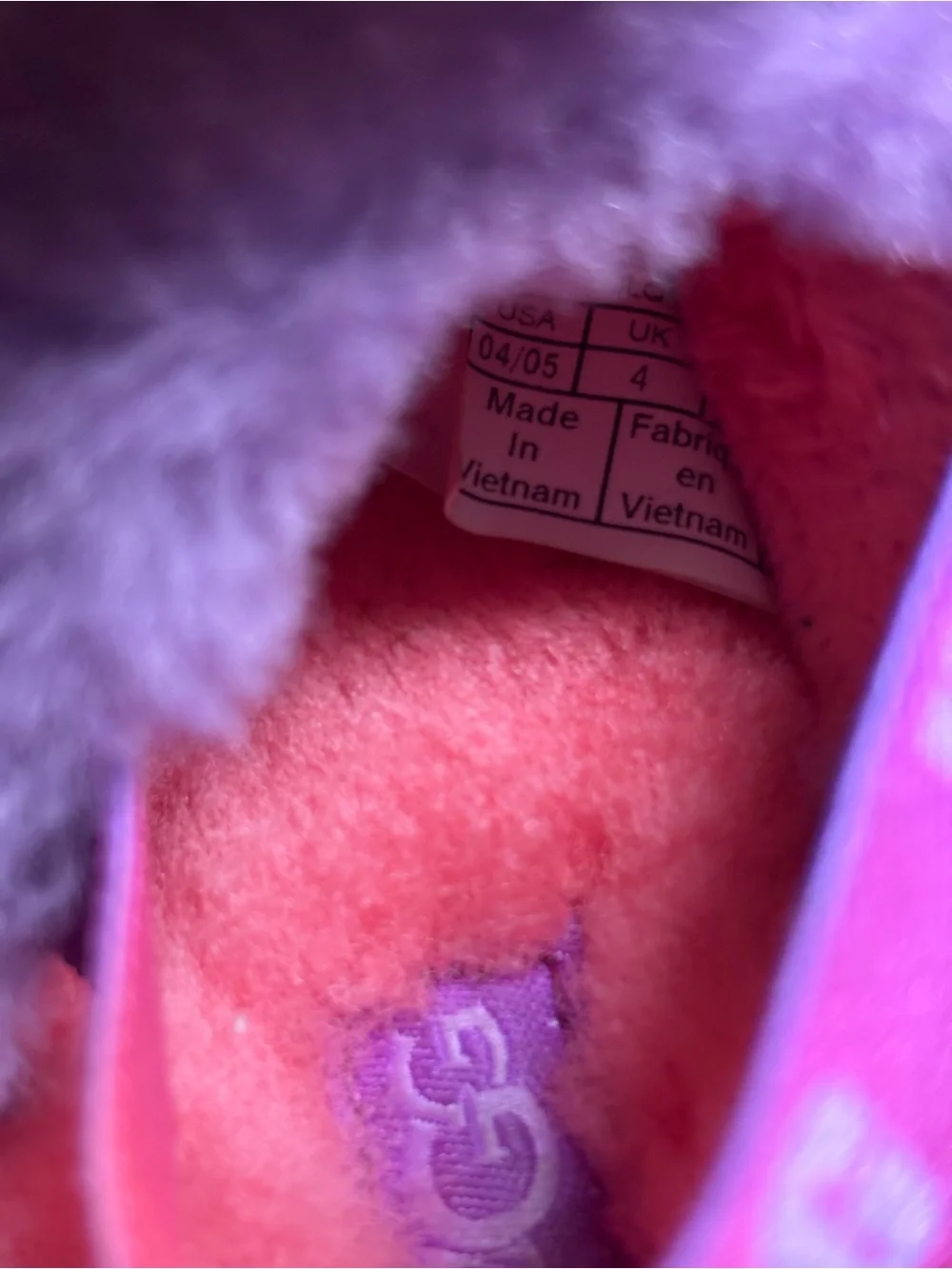 UGG Fluff YEAH Logo Slides Sandals Pink / Purple Toddler Size 4/5